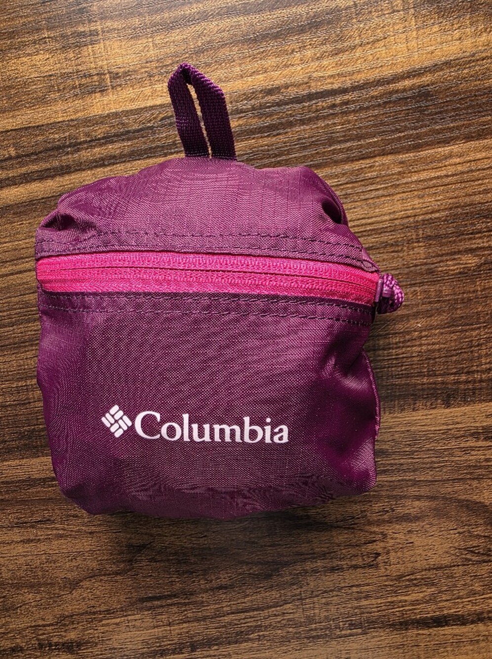 Columbia Out Doors Packable Backpack Purple with Pink Zipper
